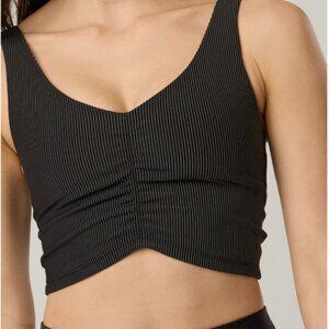 NWT OFFLINE By Aerie Stripe Rib Ruched Low Key Sports Bra